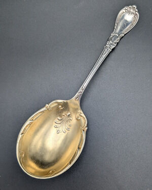 Antique Rogers Bros A1 NAVARRE Silverplate Serving Casserole Spoon Gold Wash